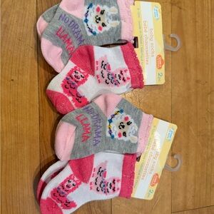Cute Llama Baby Socks Set - Pink and Gray
